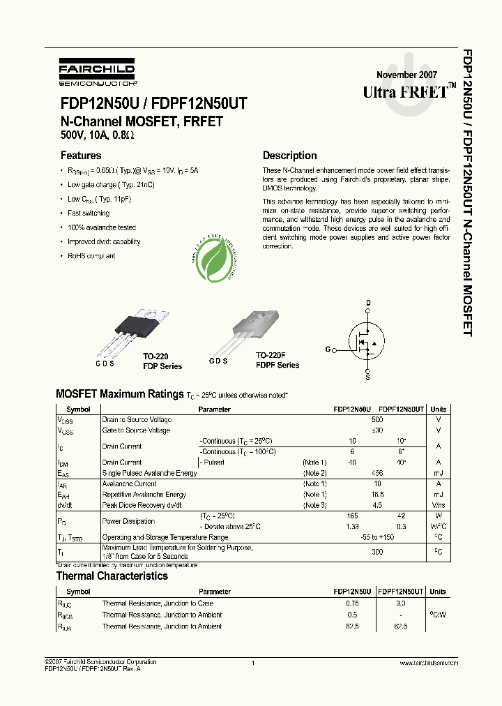 FDPF12N50UT_2105654.PDF Datasheet