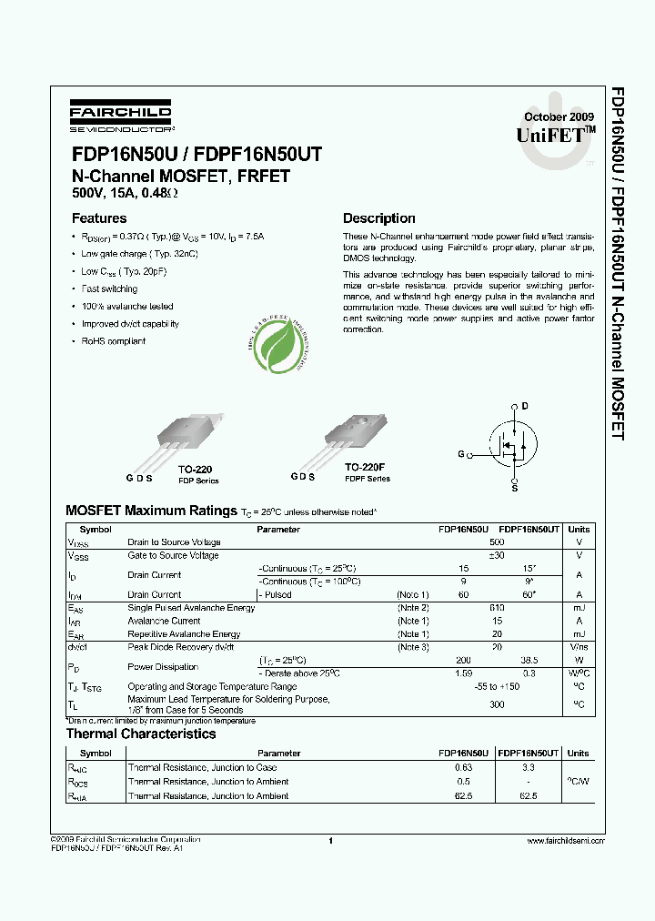 FDPF16N50UT_2105655.PDF Datasheet