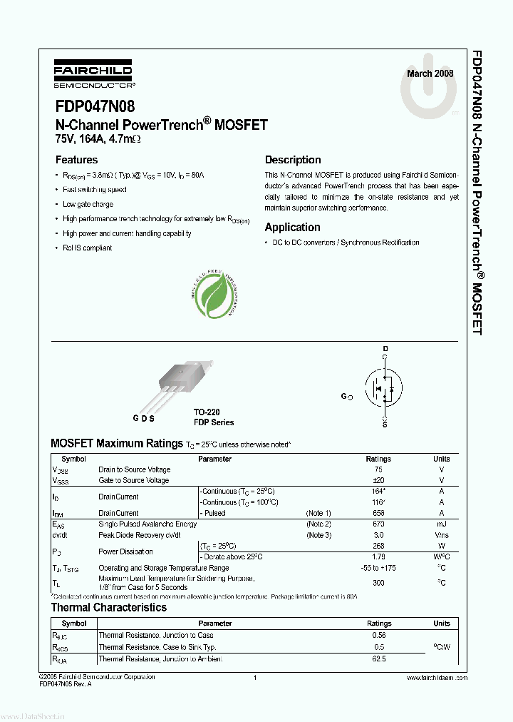 FDP047N08_2116581.PDF Datasheet