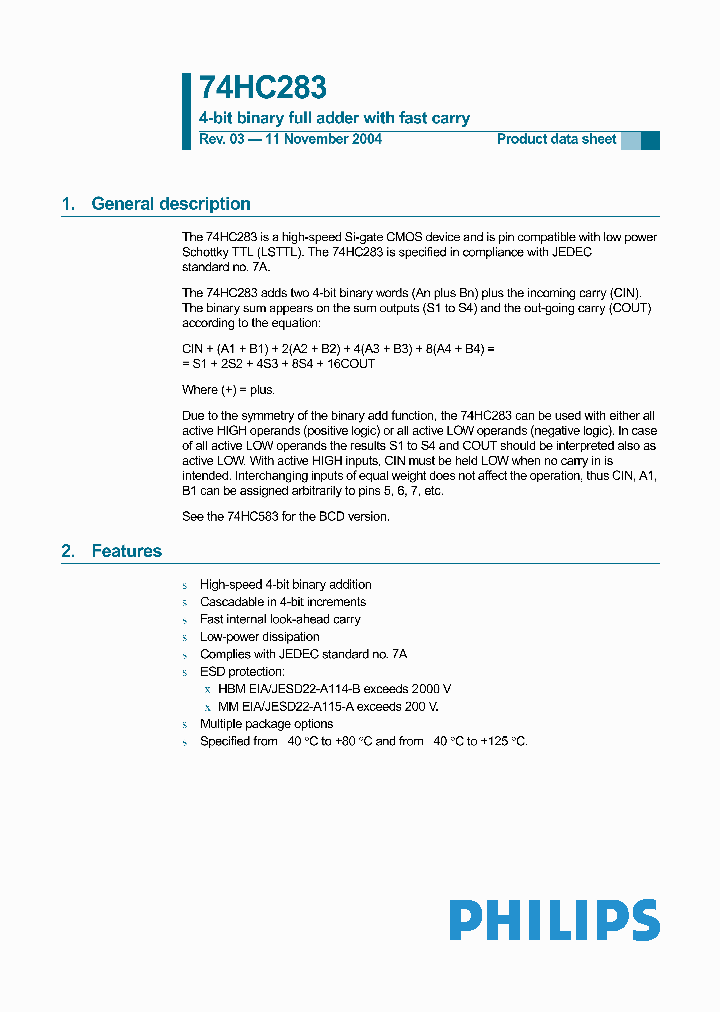 74HC283DB_2148138.PDF Datasheet