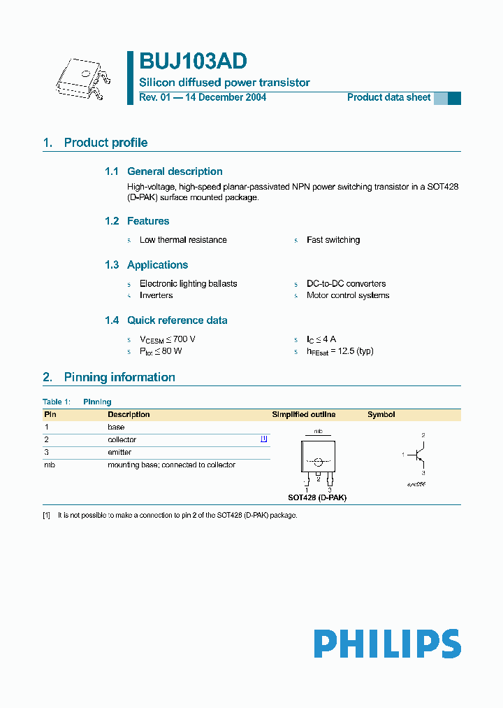 BUJ103AD_2210363.PDF Datasheet Download --- IC-ON-LINE