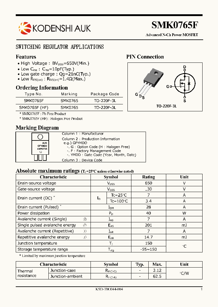 SMK0765F_2265643.PDF Datasheet Download --- IC-ON-LINE