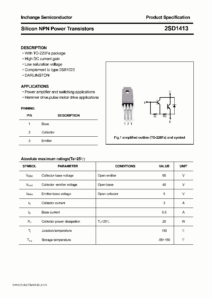 D1413_2297278.PDF Datasheet Download --- IC-ON-LINE