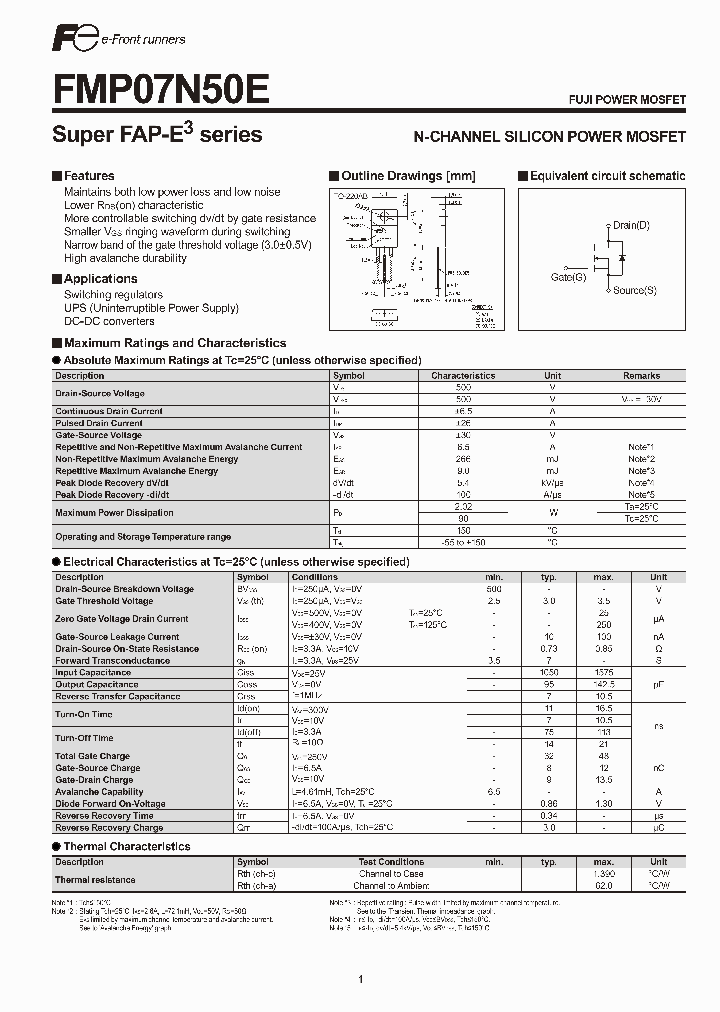 FMP07N50E_2365775.PDF Datasheet