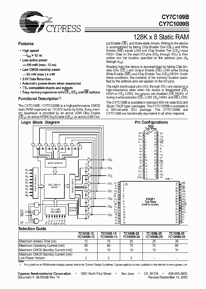 15CY7C109B-15VC_2422489.PDF Datasheet