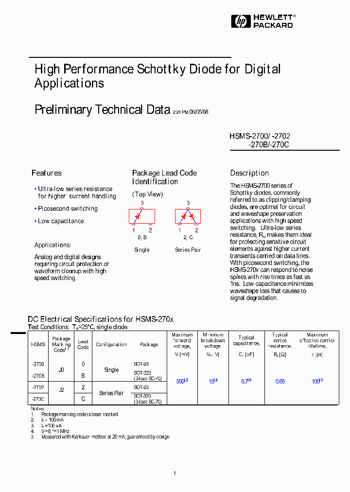 HSMS-270B_2430544.PDF Datasheet