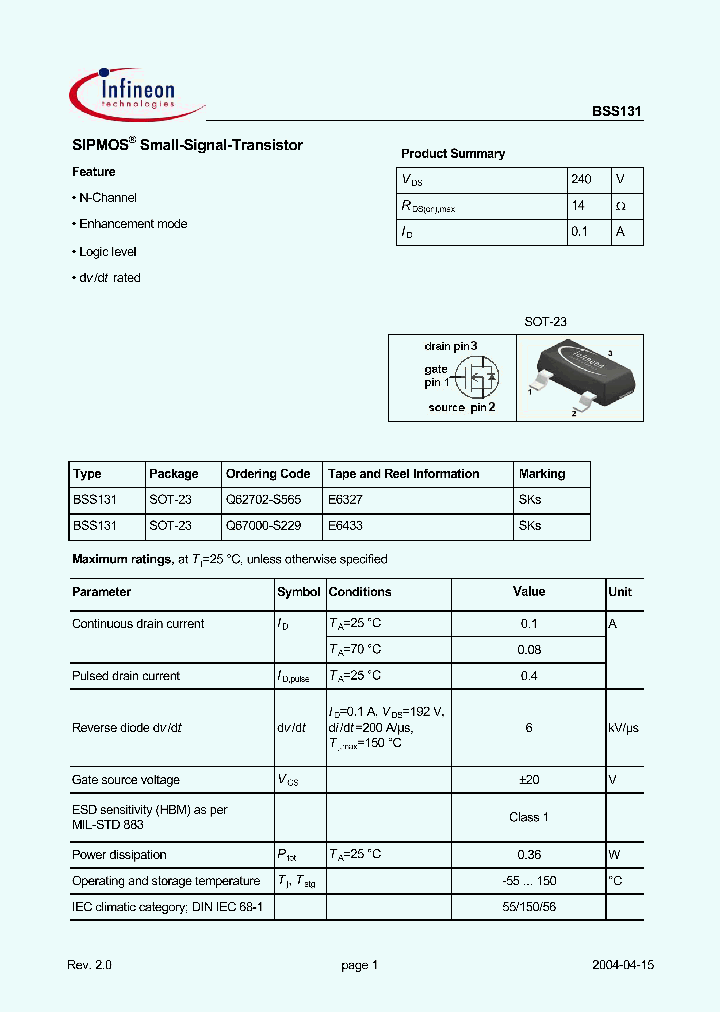 BSS131_2535087.PDF Datasheet