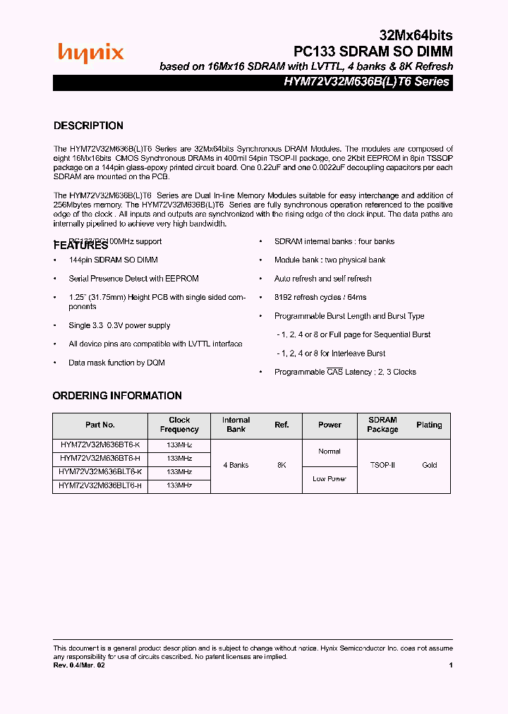 HYM72V32M636BLT6-H_2635915.PDF Datasheet