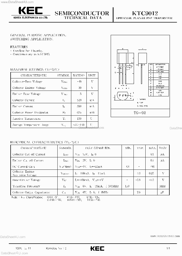KTC9012_2648447.PDF Datasheet Download --- IC-ON-LINE