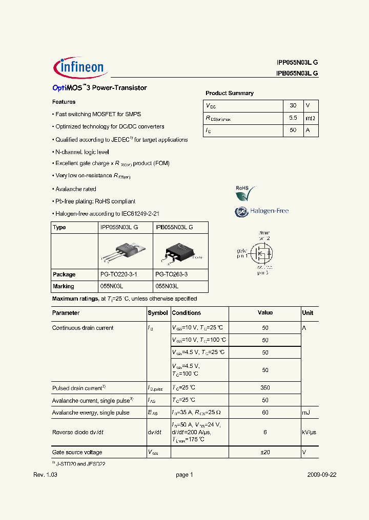 IPP055N03LG_2648478.PDF Datasheet