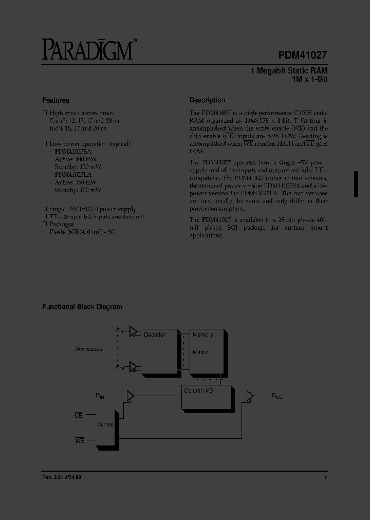 PDM41027LA15SOI_2651926.PDF Datasheet