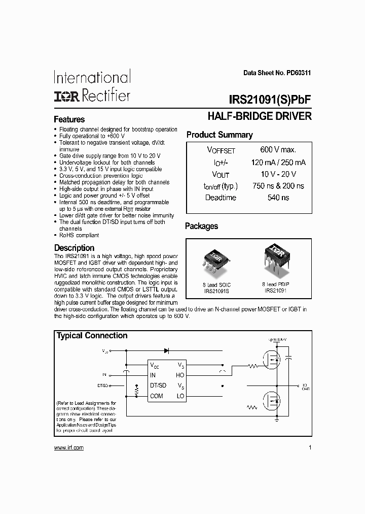 IRS21091PBF_2669217.PDF Datasheet