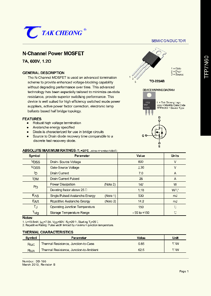 TFP7N60_2694260.PDF Datasheet