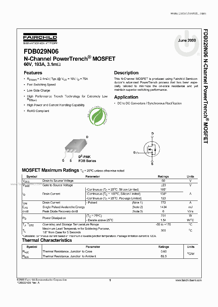 FDB029N06_2706085.PDF Datasheet