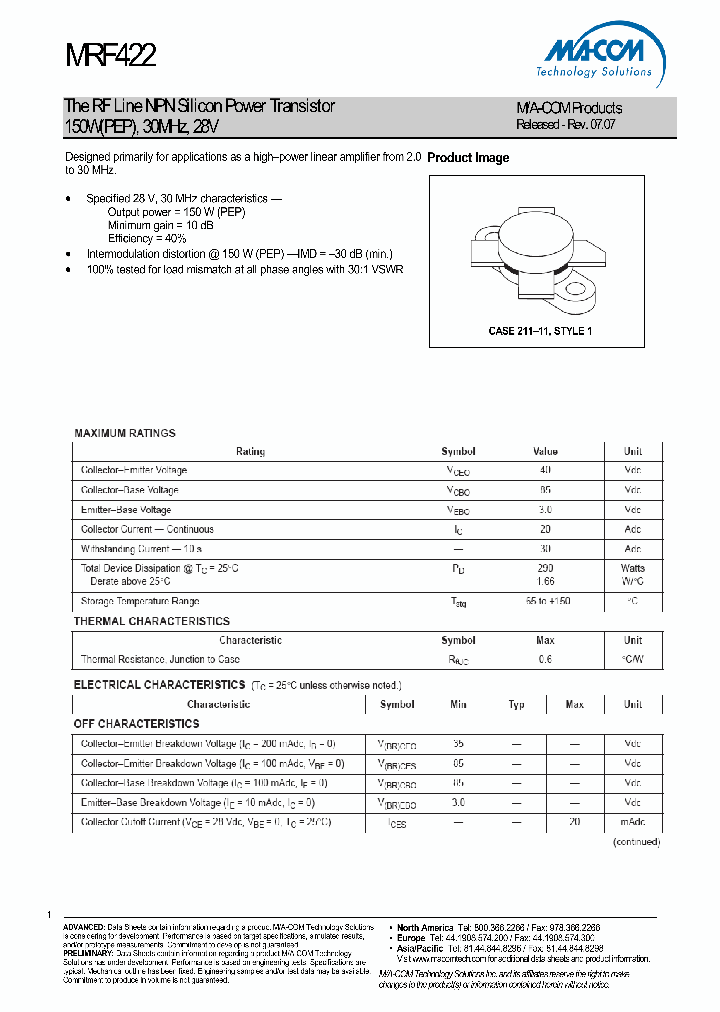 MRF422_2711991.PDF Datasheet