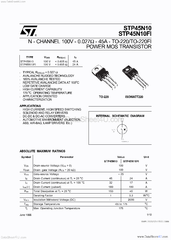 STP45N10_2731237.PDF Datasheet