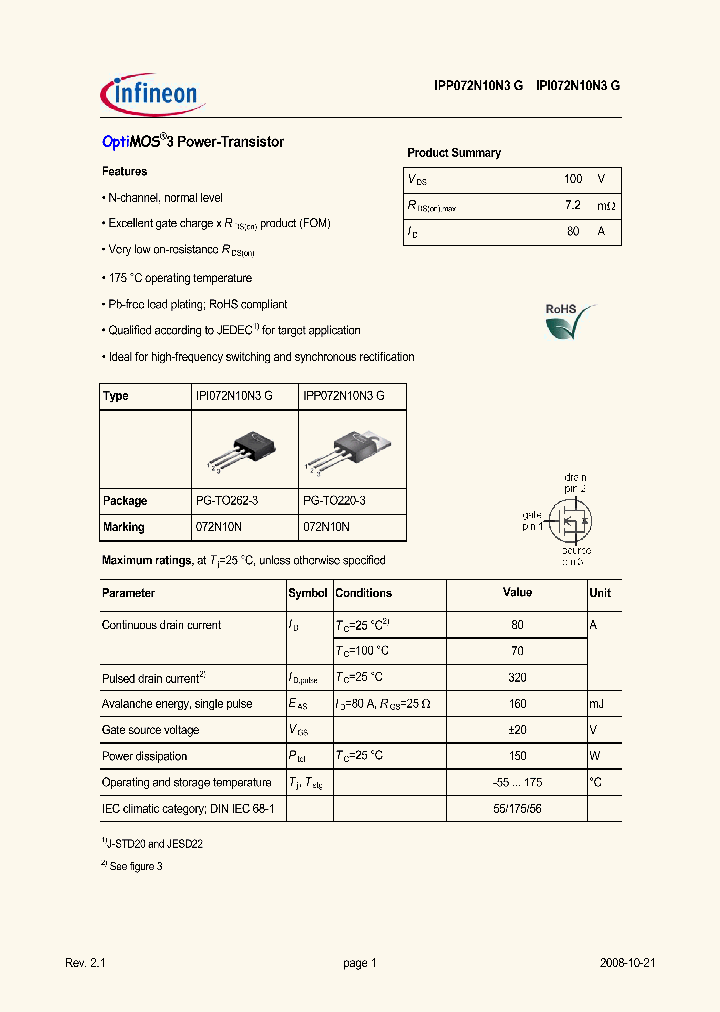 IPP072N10N3G_2749865.PDF Datasheet