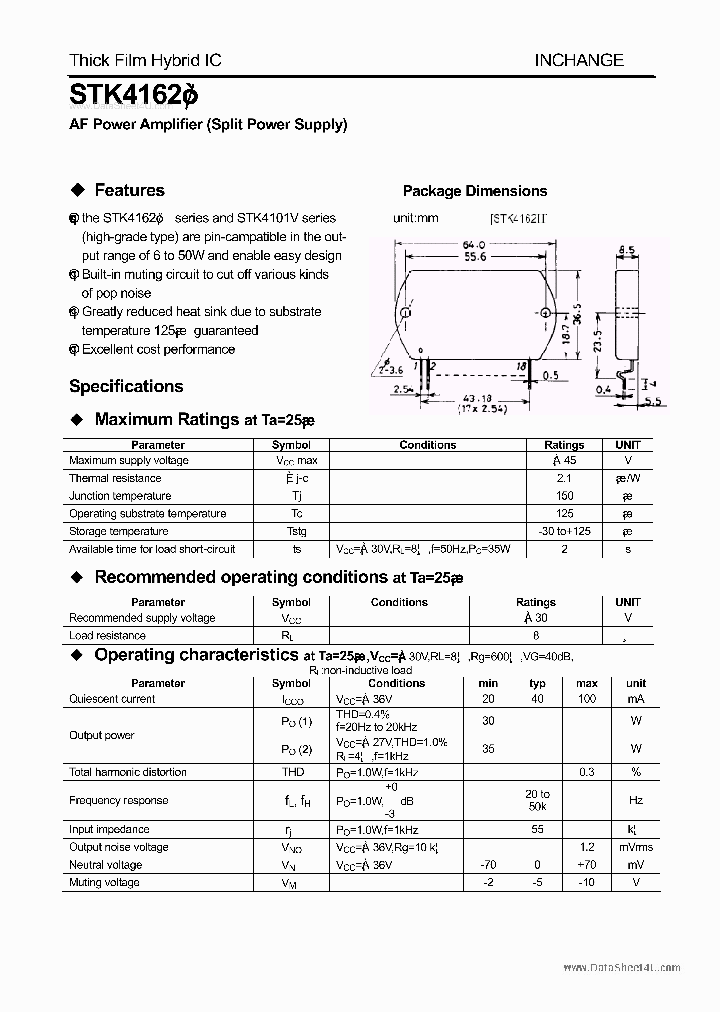 STK4162II_2753704.PDF Datasheet Download --- IC-ON-LINE