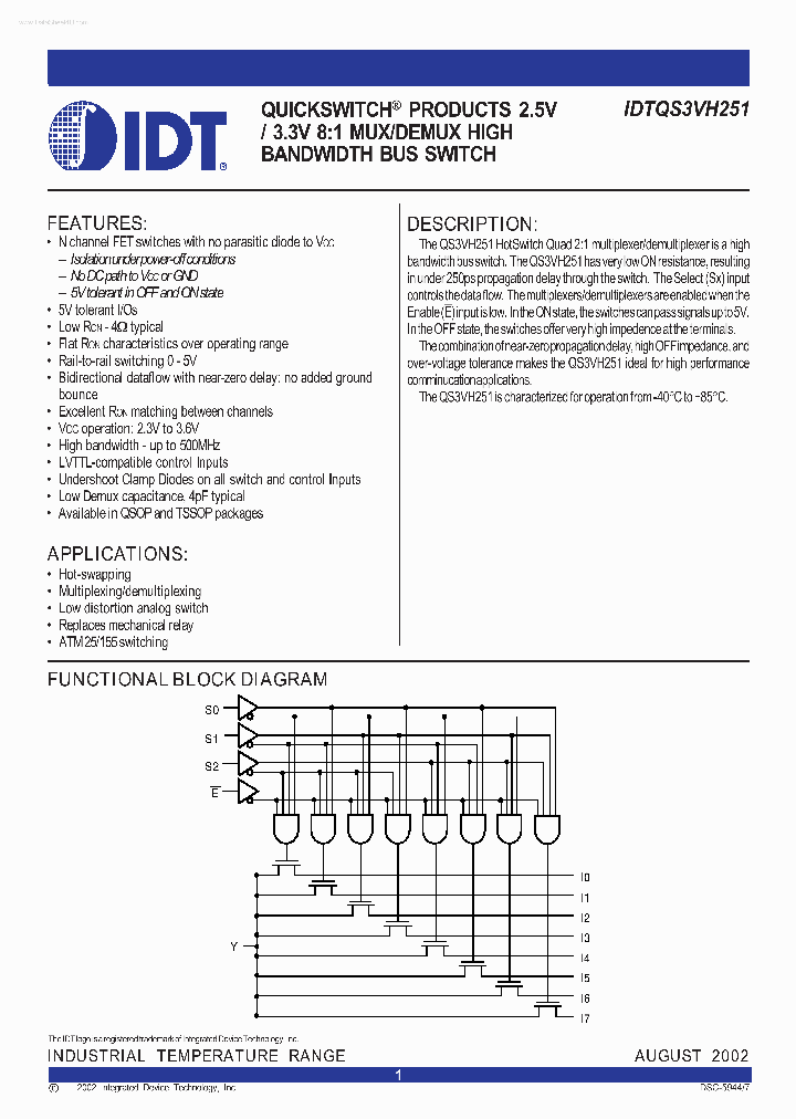 IDTQS3VH251_2761590.PDF Datasheet Download --- IC-ON-LINE