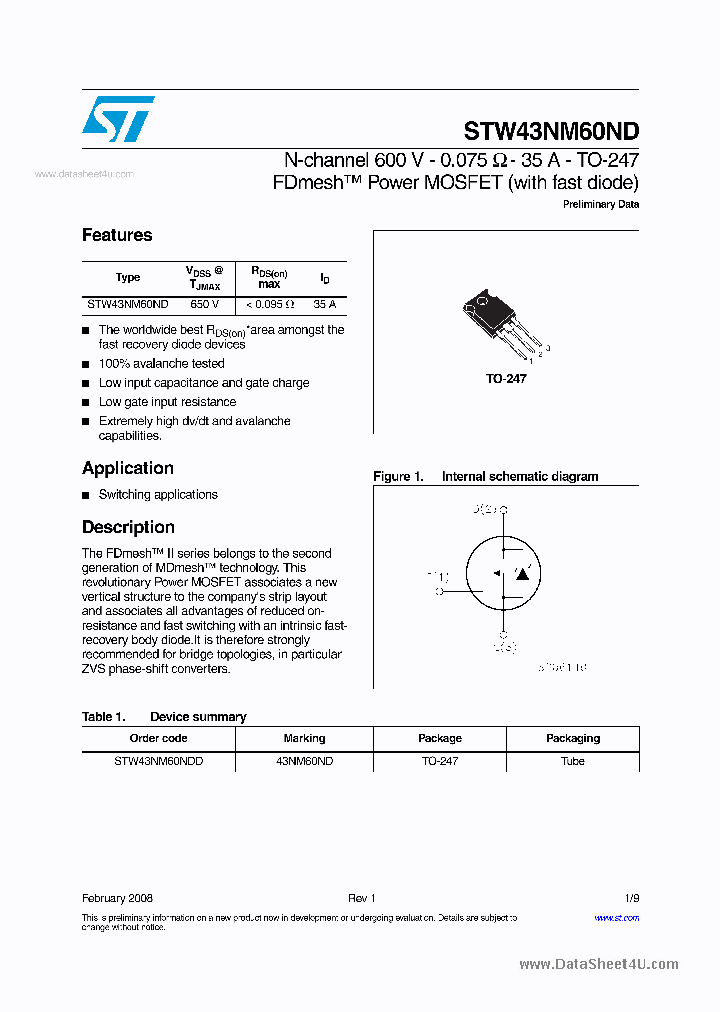 STW43NM60ND_2761788.PDF Datasheet