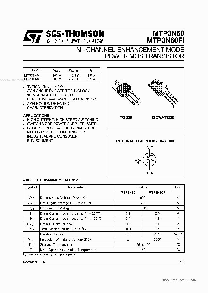 P3N60FI_2768407.PDF Datasheet