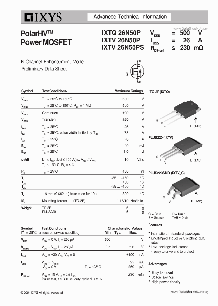 IXTQ26N50P_2774467.PDF Datasheet