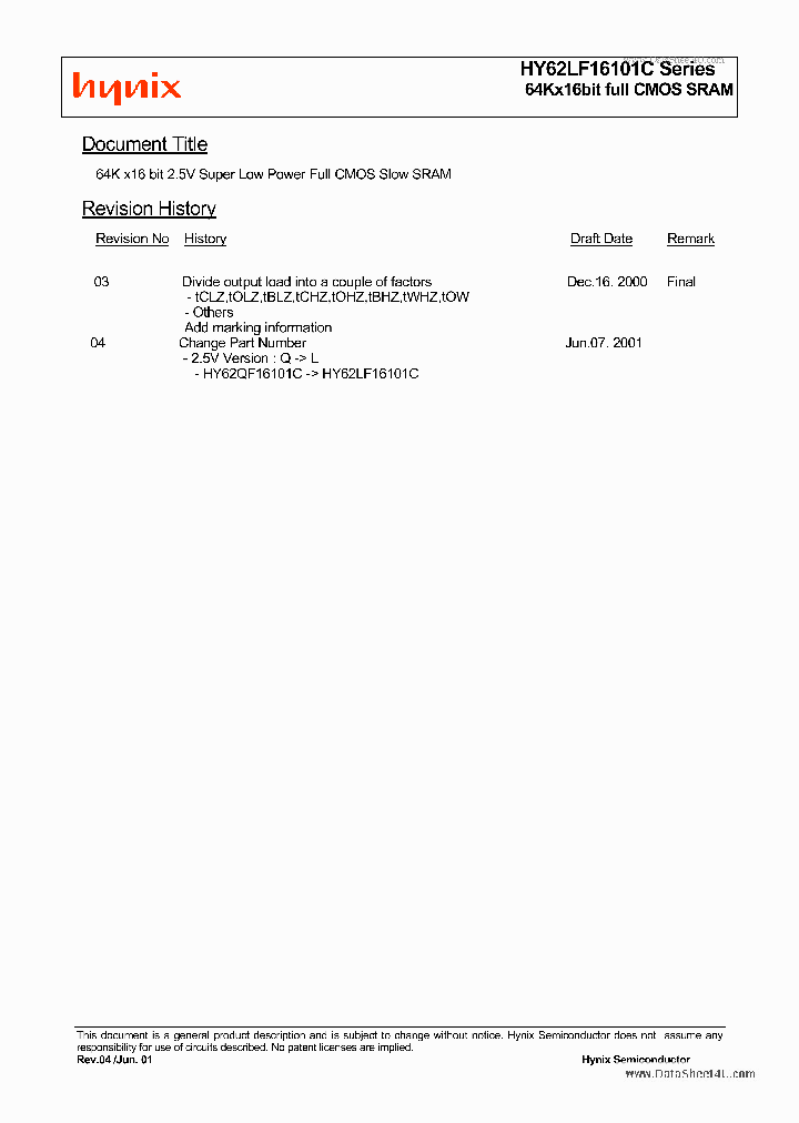 HY62LF16101C_2785501.PDF Datasheet