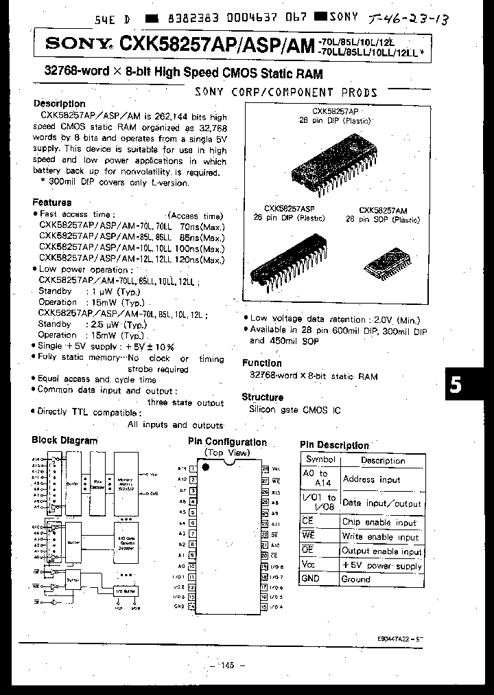 CXK58257AP-85LL_2812342.PDF Datasheet