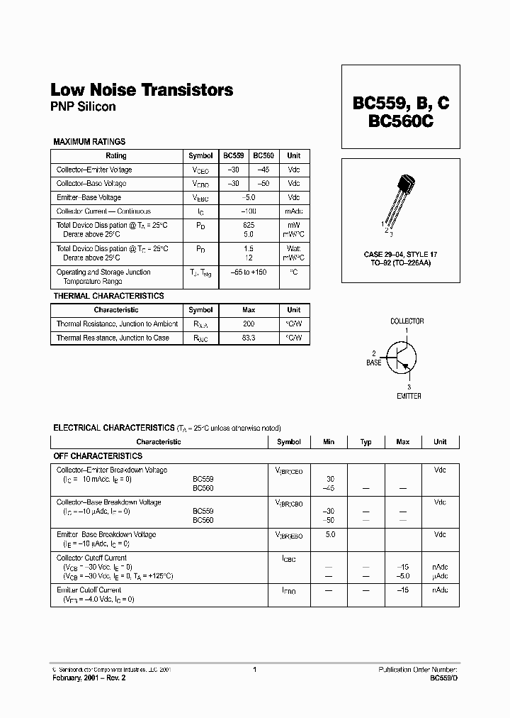 BC559 D 2818615.PDF Datasheet Download IC ON LINE