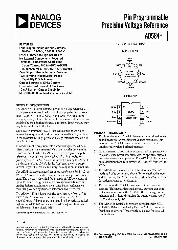 AD584KN_2838083.PDF Datasheet Download --- IC-ON-LINE