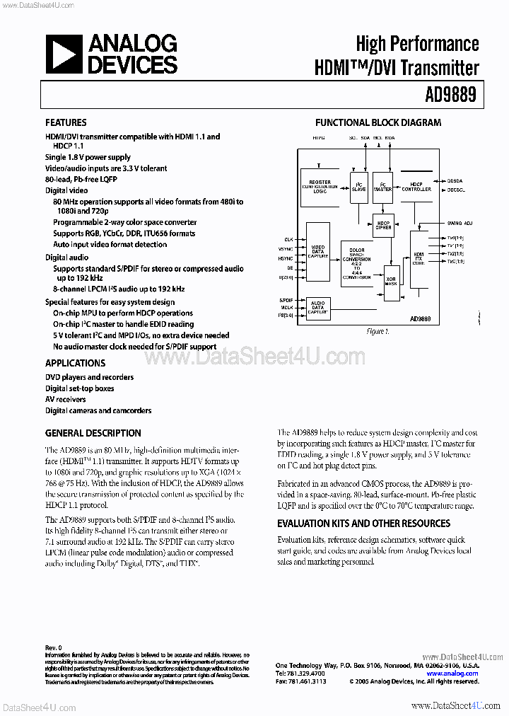 AD9889_2843064.PDF Datasheet Download --- IC-ON-LINE