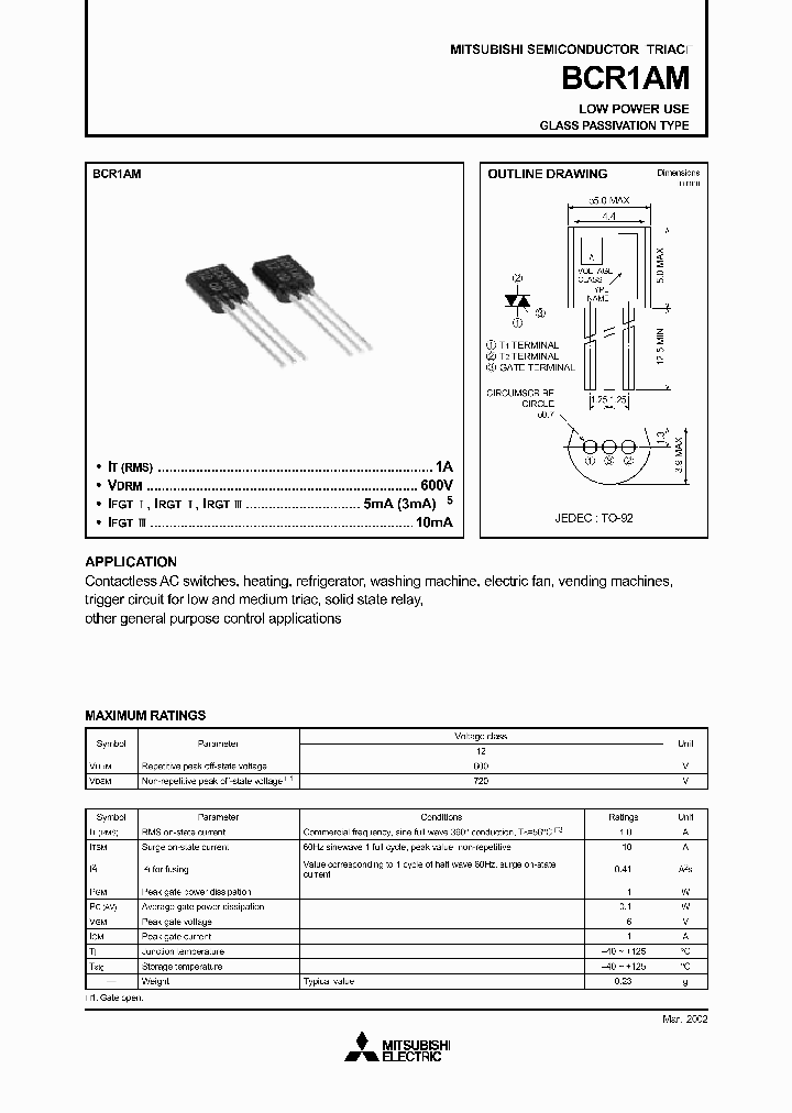 BCR1AM-12_2893020.PDF Datasheet Download --- IC-ON-LINE