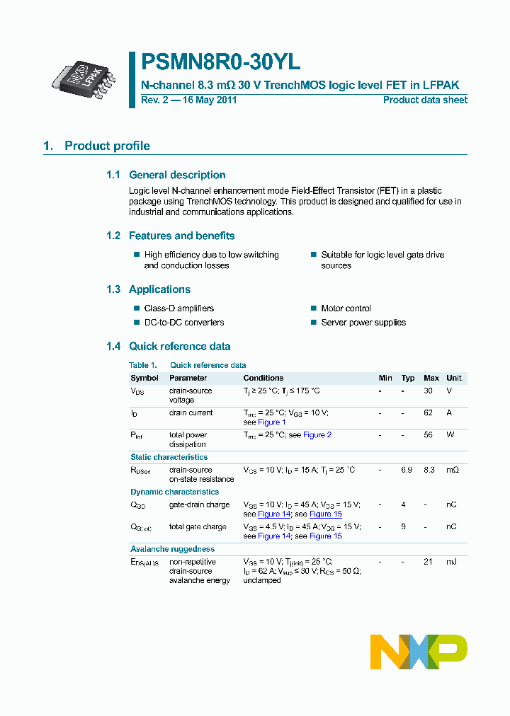 PSMN8R0-30YL_2891887.PDF Datasheet
