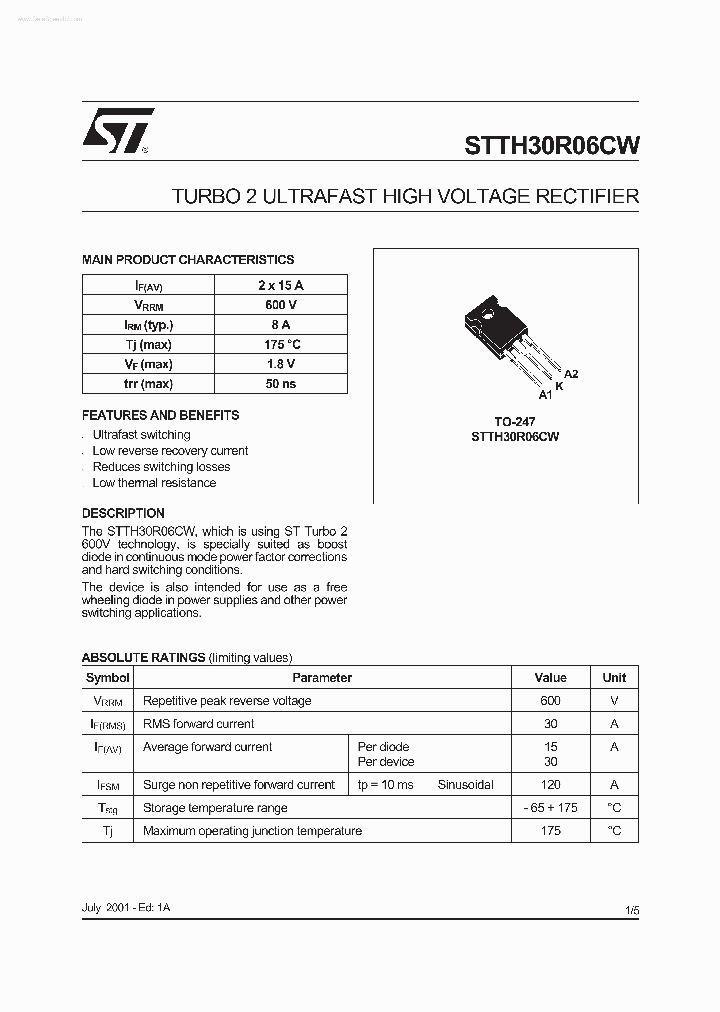 STTH30R06CW_2919707.PDF Datasheet