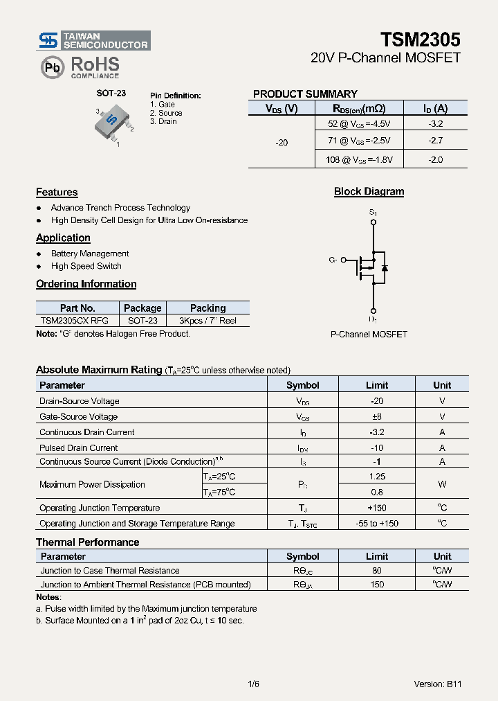 TSM2305CXRFG_2951092.PDF Datasheet