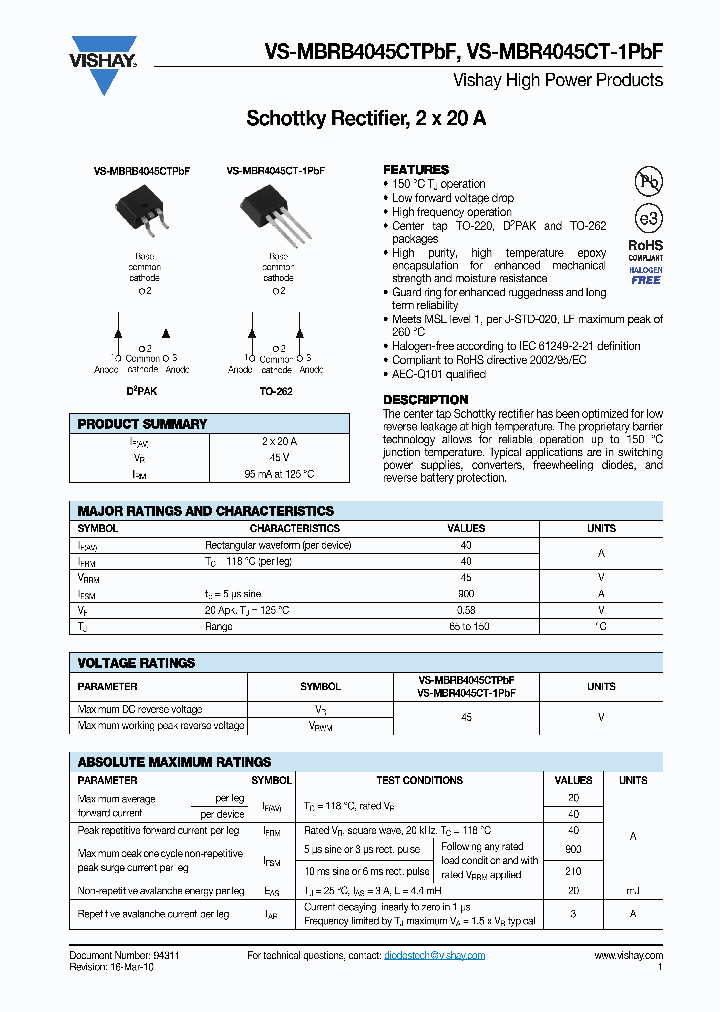 MBRB4045CT-1P_2985262.PDF Datasheet