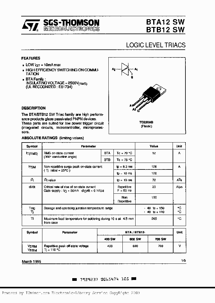 BTA12-700SW_2995514.PDF Datasheet