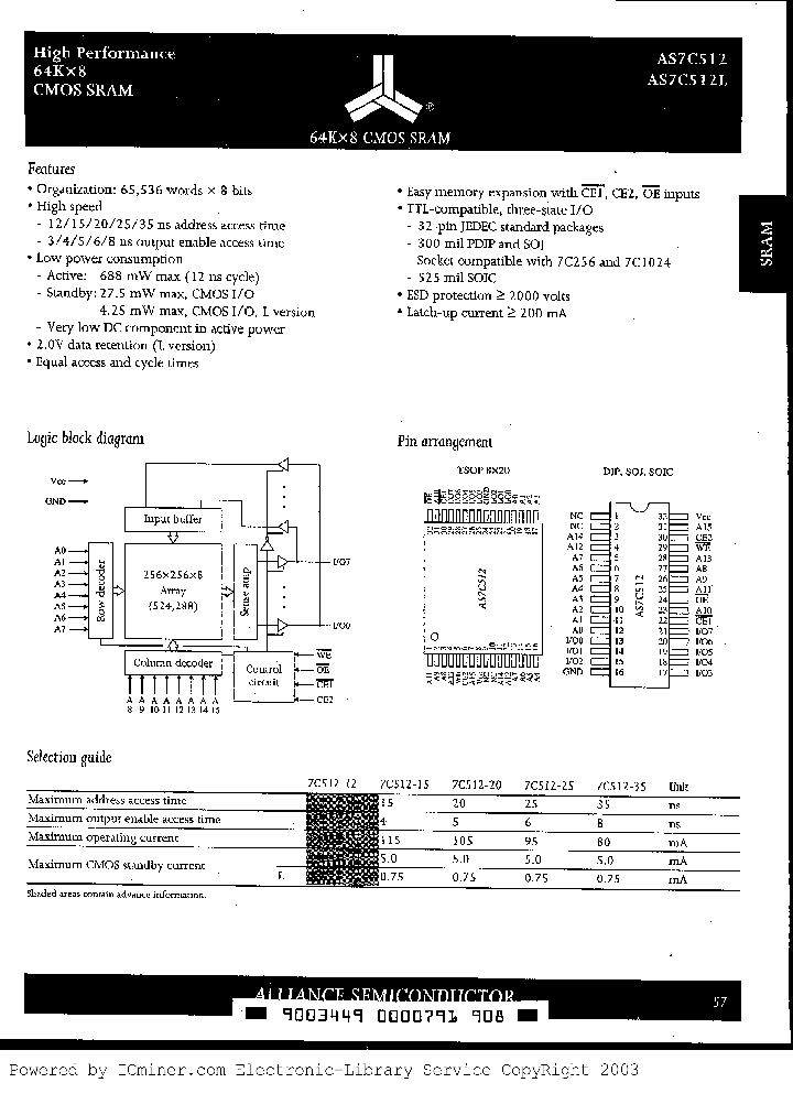 AS7C512L-15SC_3015862.PDF Datasheet Download --- IC-ON-LINE