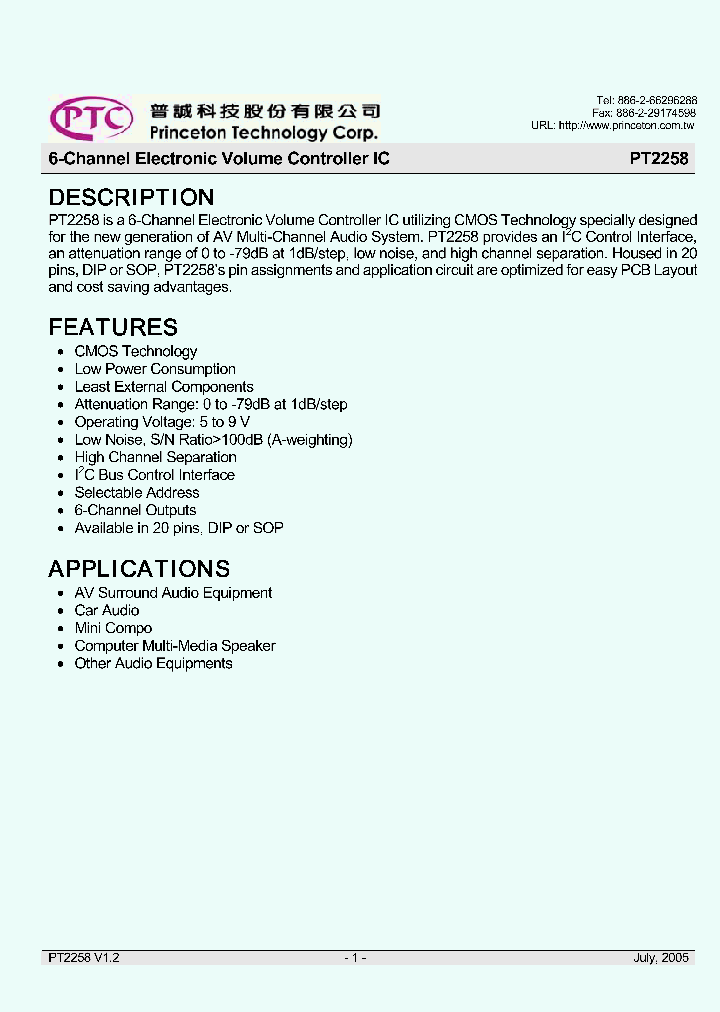 PT2258-SL_3075848.PDF Datasheet Download --- IC-ON-LINE