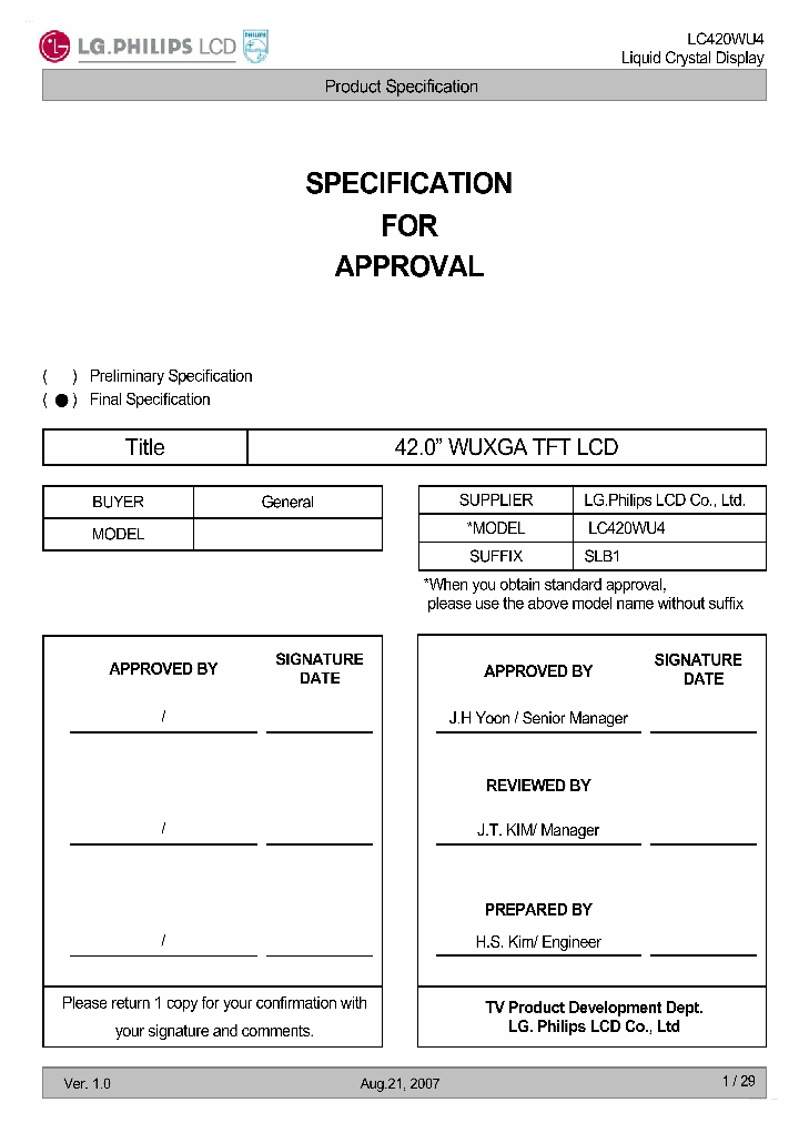 LC420WU4-SLB1_3093599.PDF Datasheet