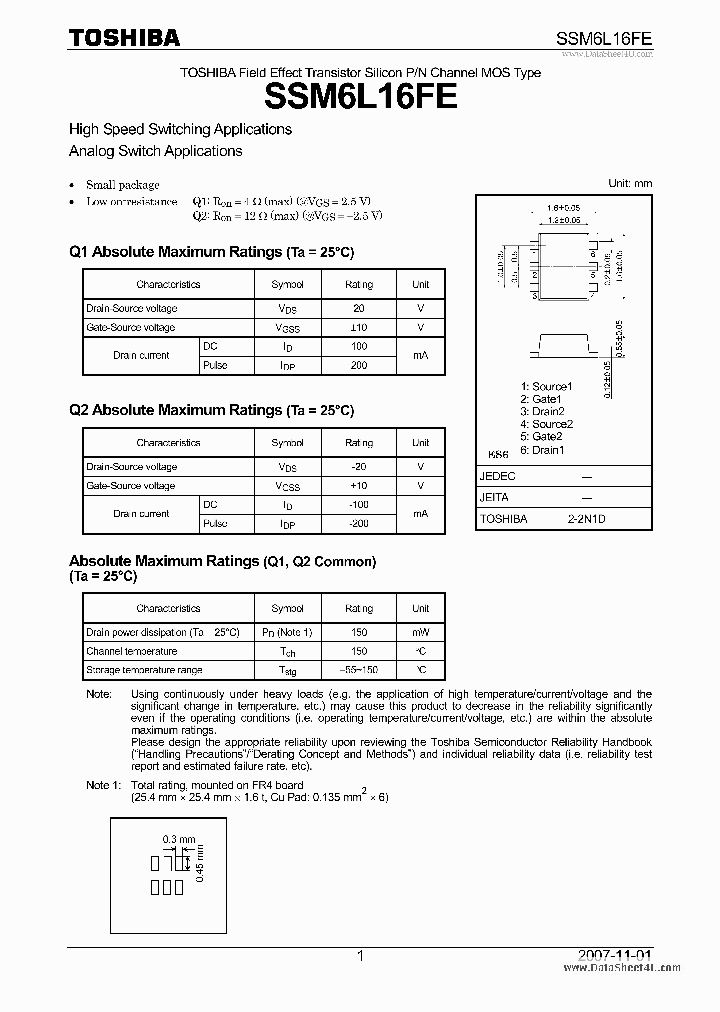 SSM6L16FE_3104226.PDF Datasheet