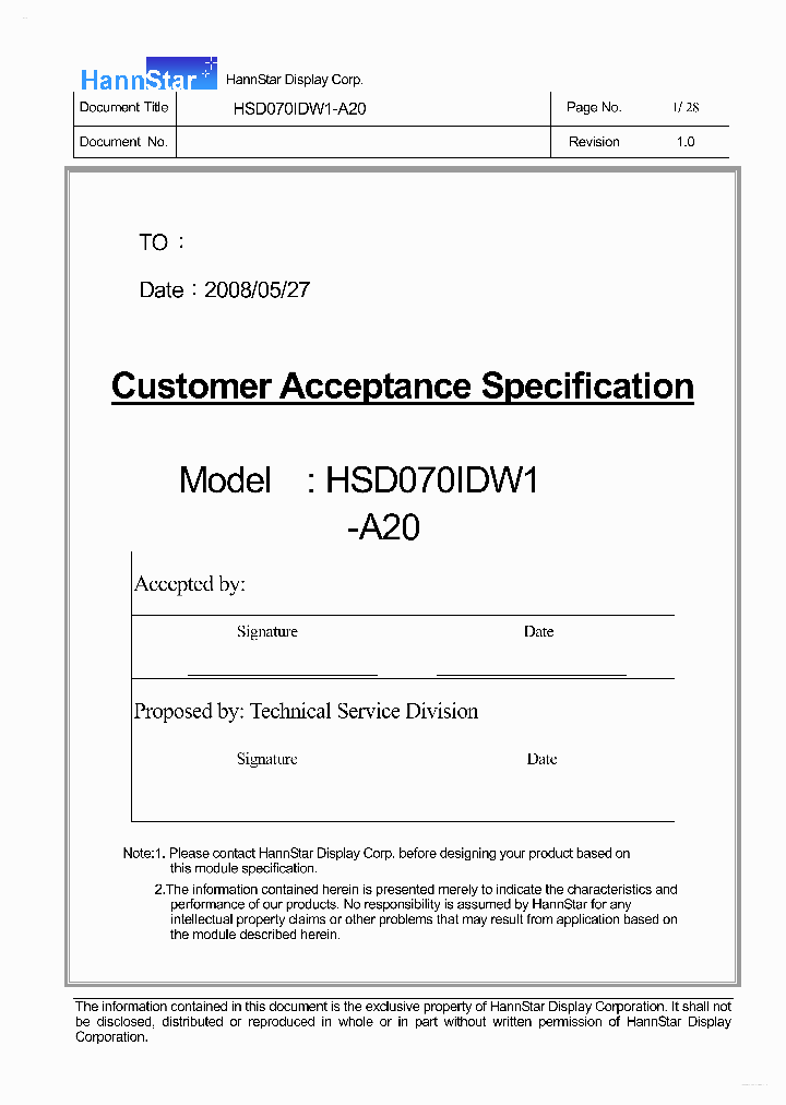 HSD070IDW1-A20_3104961.PDF Datasheet