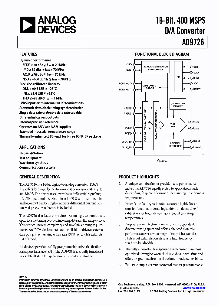 AD9726_3107496.PDF Datasheet Download --- IC-ON-LINE