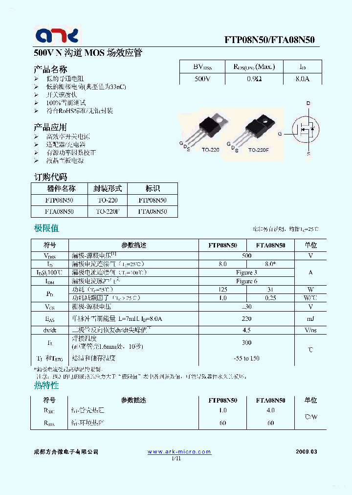 FTP08N50_3113030.PDF Datasheet