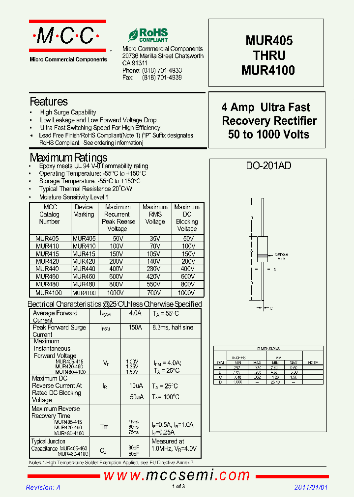 MUR405_3118164.PDF Datasheet