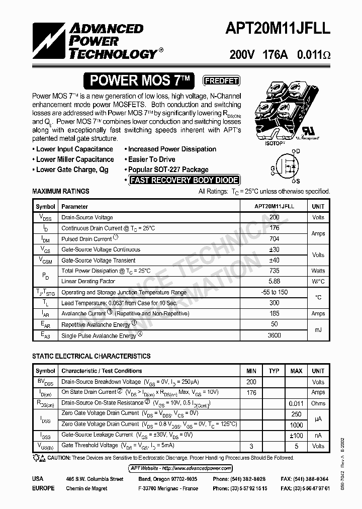 APT20M11JFLL_3135940.PDF Datasheet
