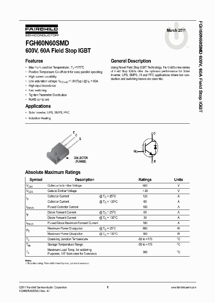 FGH60N60SMD_3168171.PDF Datasheet Download --- IC-ON-LINE