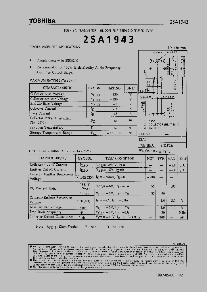 2SA1943_3175377.PDF Datasheet Download --- IC-ON-LINE