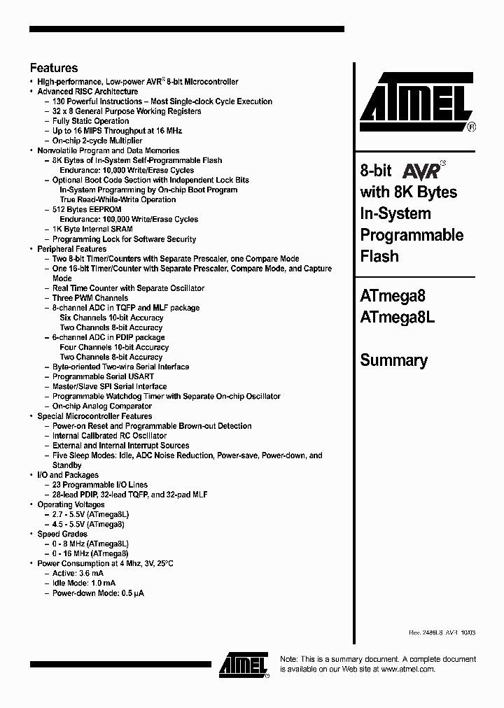 ATMEGA8L_3179929.PDF Datasheet