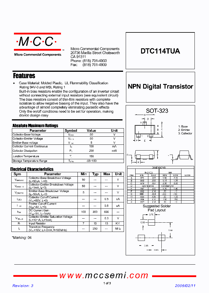 DTC114TUA-TP_3205169.PDF Datasheet